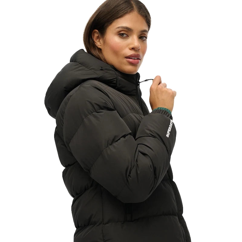 Superdry Black Hooded Sports Puffer Jacket
