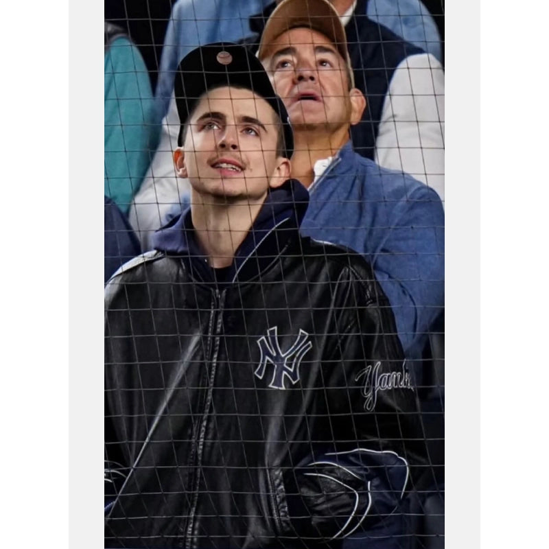 Timothée Chalamet Yankees Leather Varsity Jacket