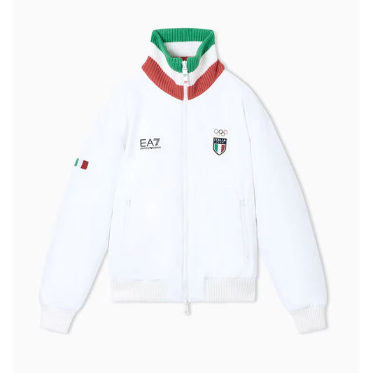Team Italy EA7 Emporio Armani Bomber White Jacket