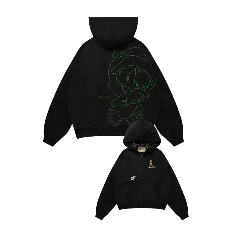 YoungLA x Looney Tunes Plaid Zip-Up Hoodie