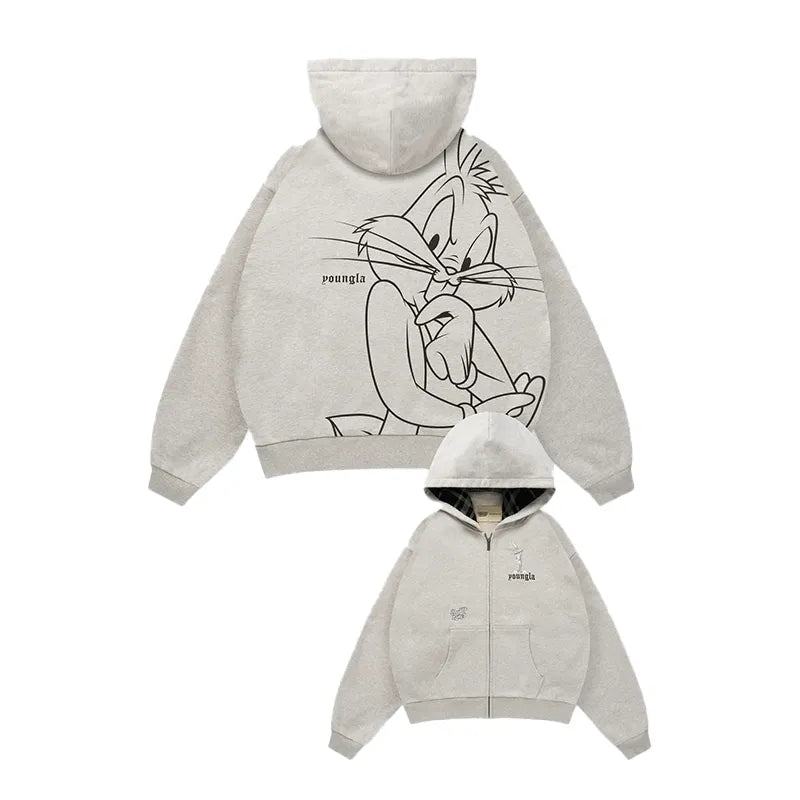 YoungLA x Looney Tunes Plaid Zip-Up Hoodie