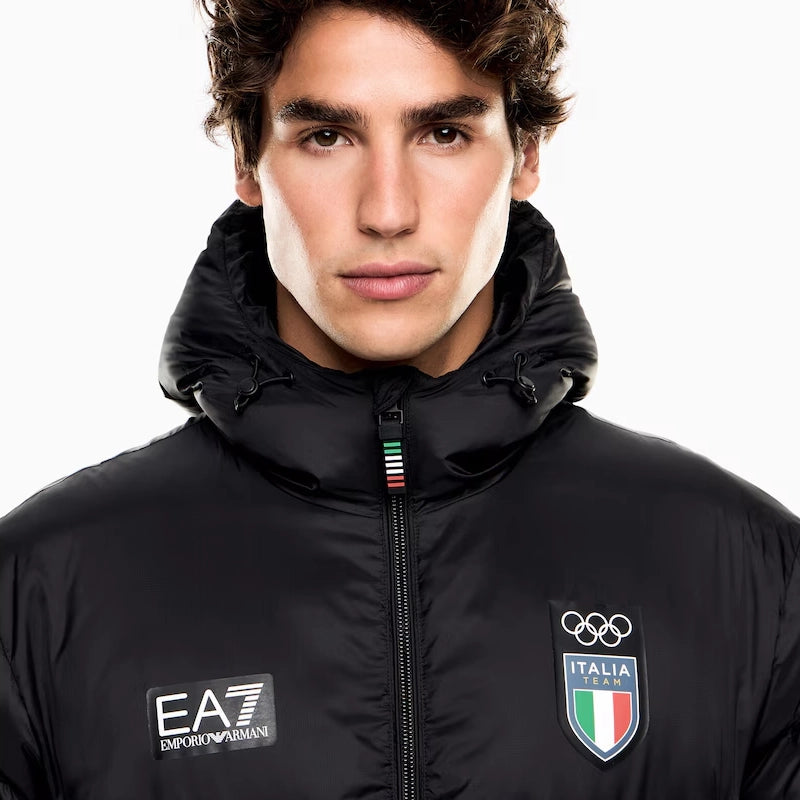 Winter Olympics 2026 Team Italy EA7 Emporio Armani Black Puffer Jacket