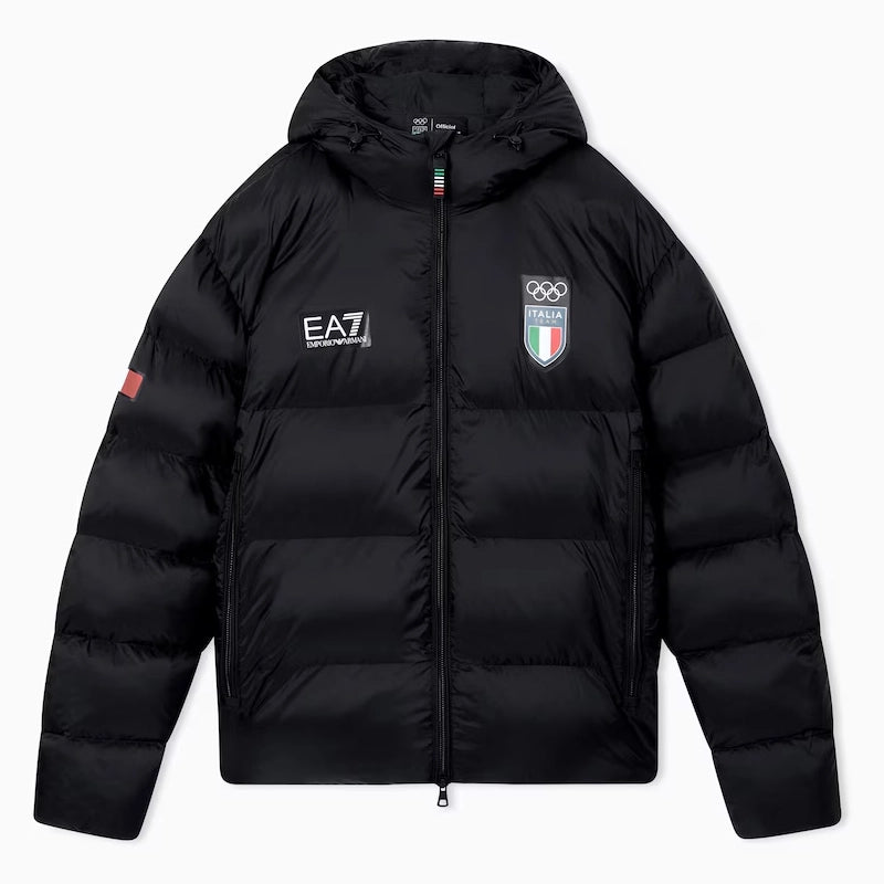 Winter Olympics 2026 Team Italy EA7 Emporio Armani Black Puffer Jacket