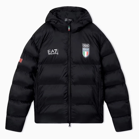 Winter Olympics 2026 Team Italy EA7 Emporio Armani Black Puffer Jacket