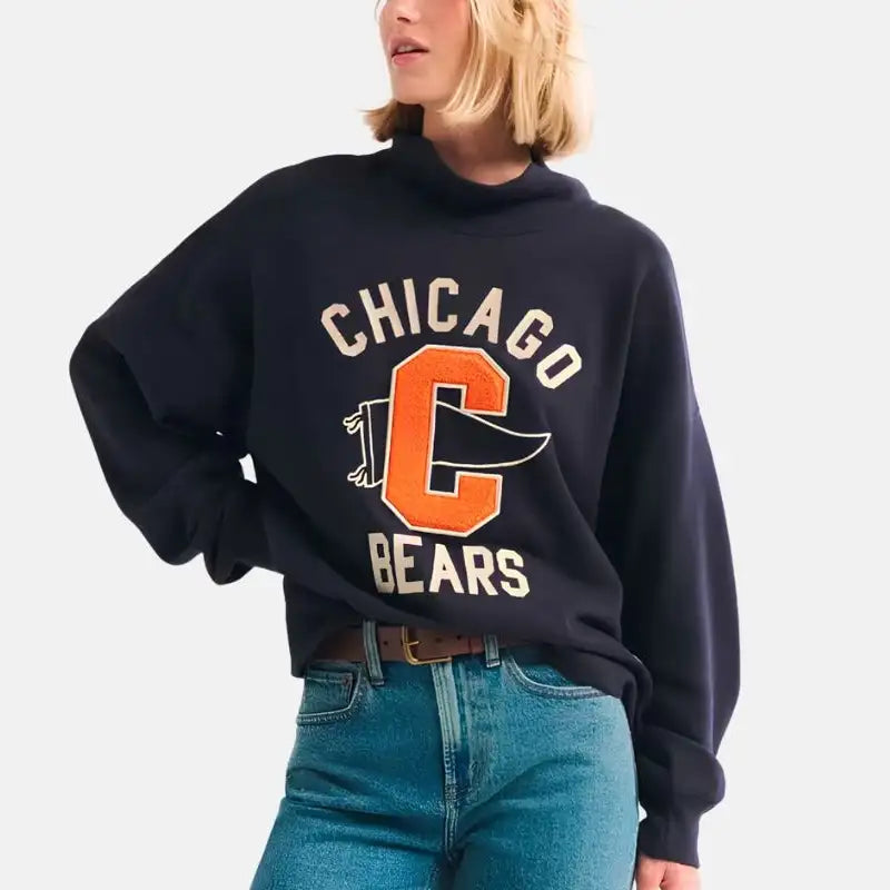 Abercrombie Chicago Bears Mock Neck Sweatshirt