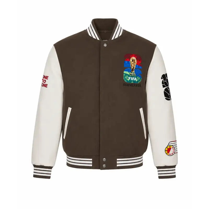 World Cup 2026 CAN  MEX USA Wool & Leather Varsity Jacket