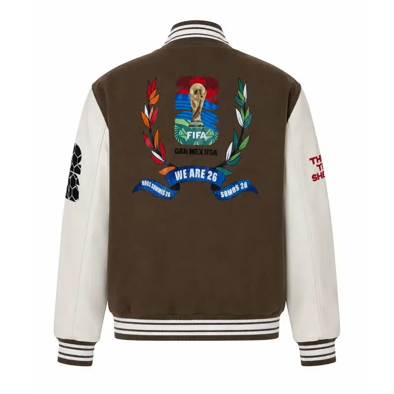 World Cup 2026 CAN  MEX USA Wool & Leather Varsity Jacket