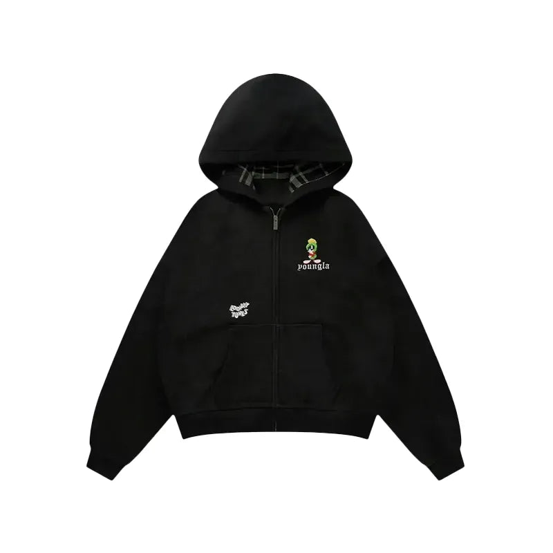 YoungLA x Looney Tunes Plaid Zip-Up Hoodie