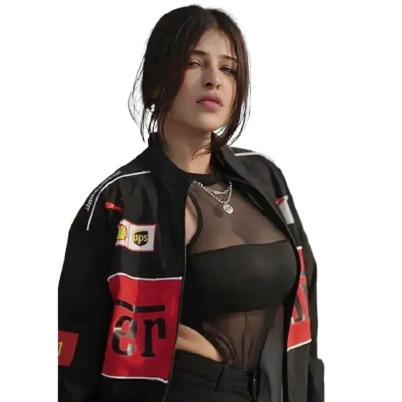 Zyrox Black F1 Racing Streetwear Jacket